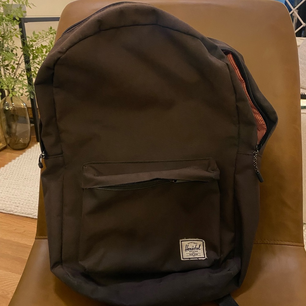 Herschel Backpack, Black with Red striped interior.